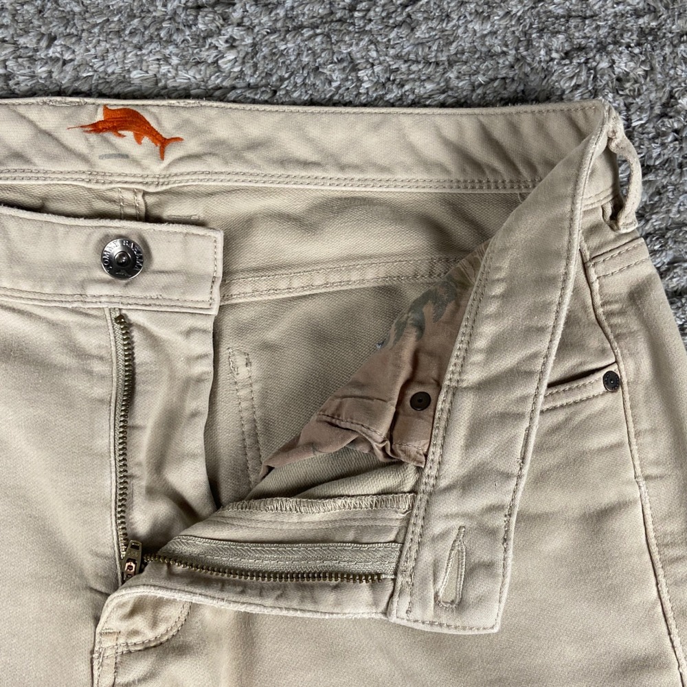 Tommy Bahama Jeans Mens 34x30 Tan Khaki Denim Straight Chino Casual Pant Stretch